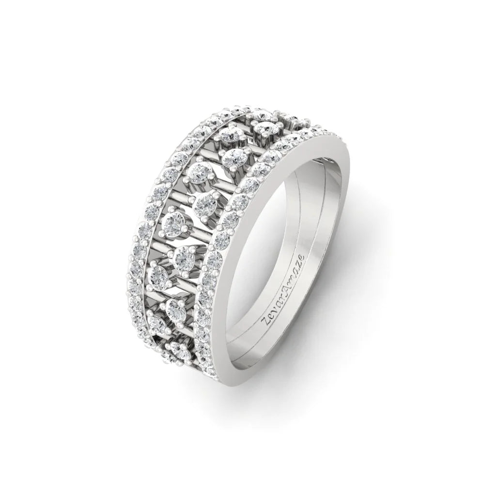 Anika Moissanite Diamond Silver Band Ring - white