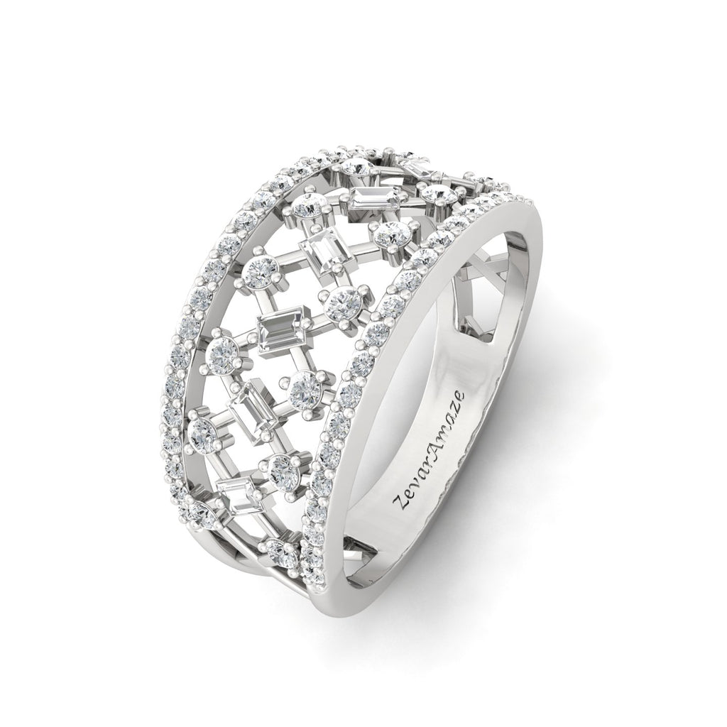 Apsara Adorn Silver Band Ring  for Her - White 