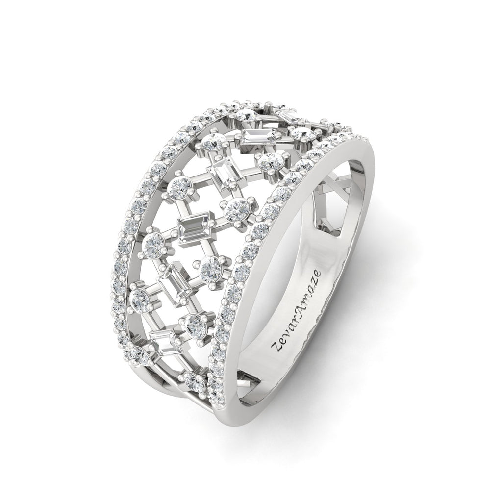 Apsara Adorn Silver Band Ring  for Her - White