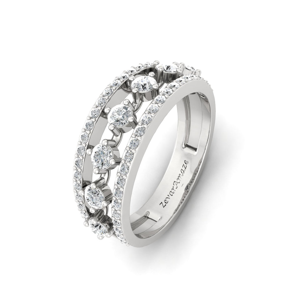 Saubhagya Swirl Silver Band Ring for Her- White