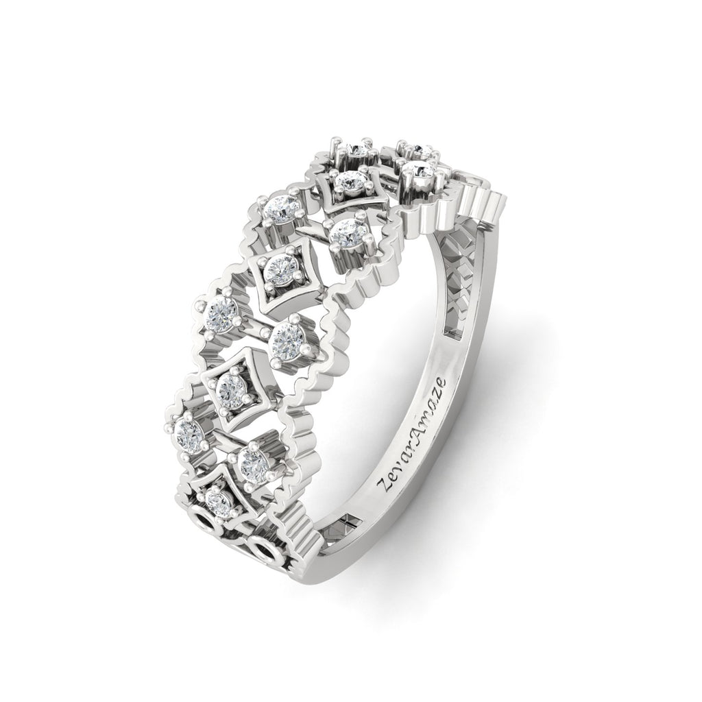 Ardhangini Aria Silver Band Ring for Her - White