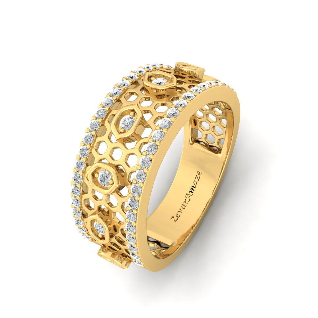 Silver Band Ring for Her - yellow Gold