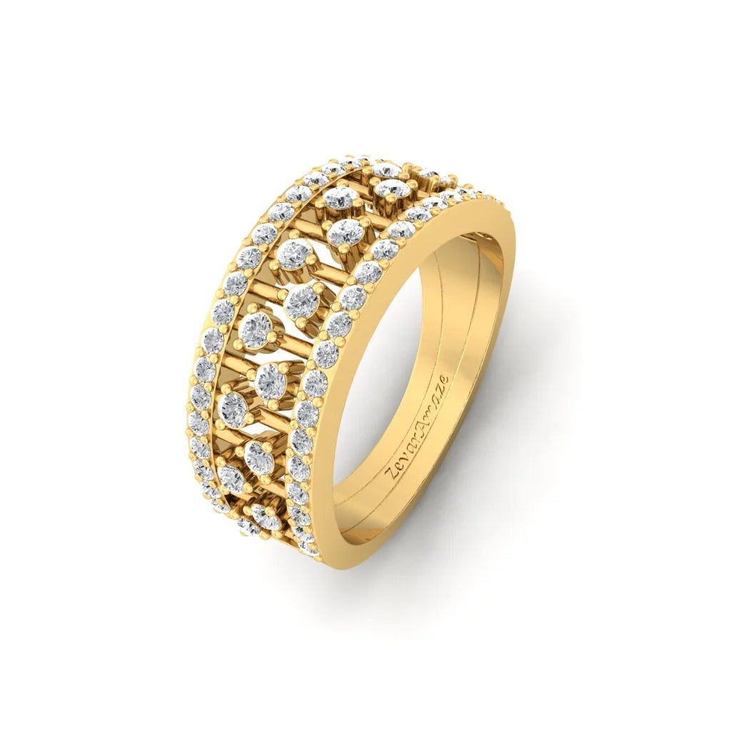 Anika Moissanite Diamond Silver Band Ring -yellow gold