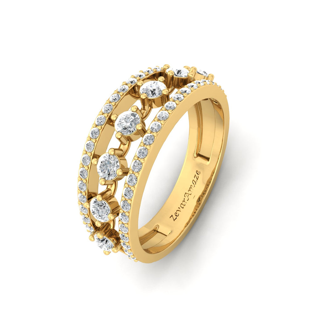 Saubhagya Swirl Silver Band Ring for Her - Yellow