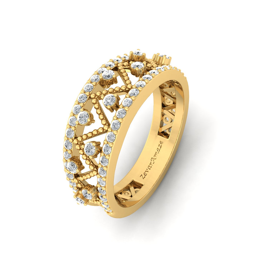 Palki Silver Band Ring for Her - Yellow