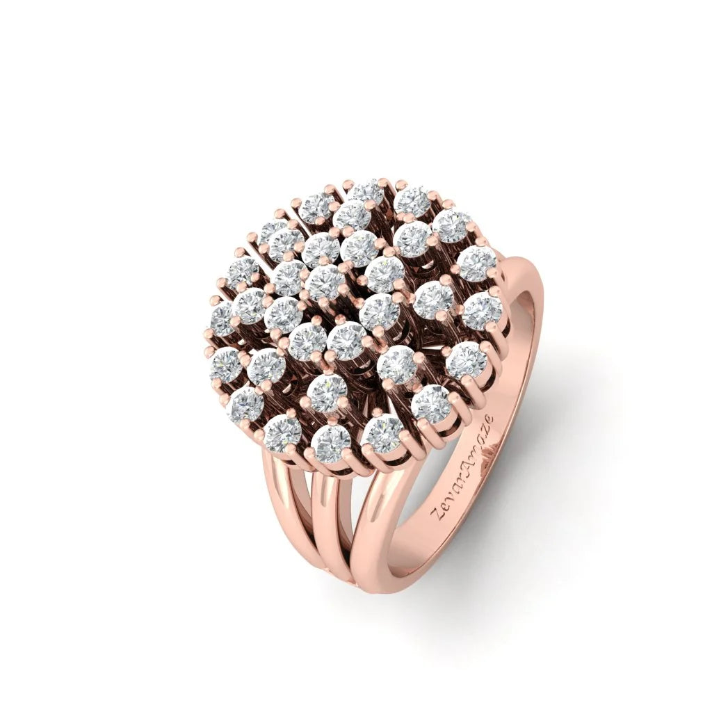 Aarya Multistone Moissanite Diamond Silver Ring-Rose Gold