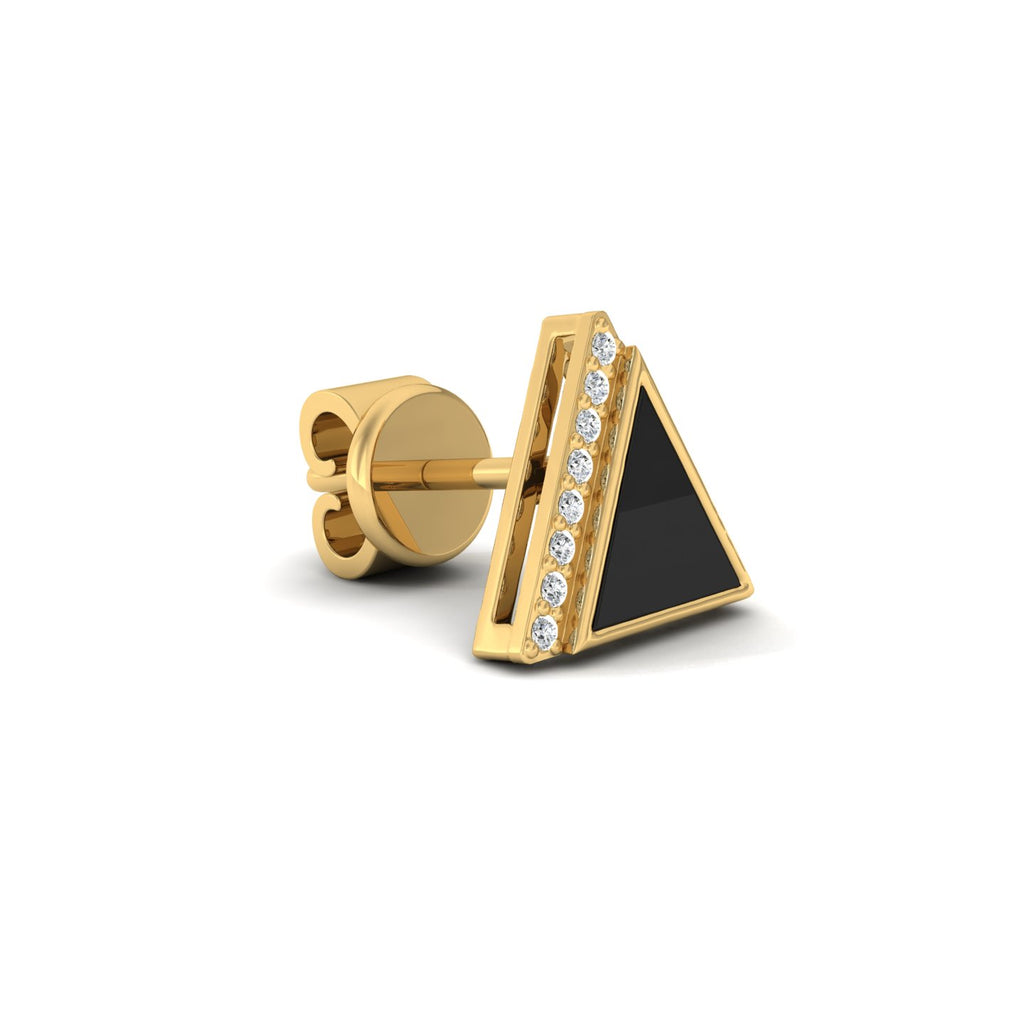 Triangle Silver Ear Stud for Men in Yellow Gold