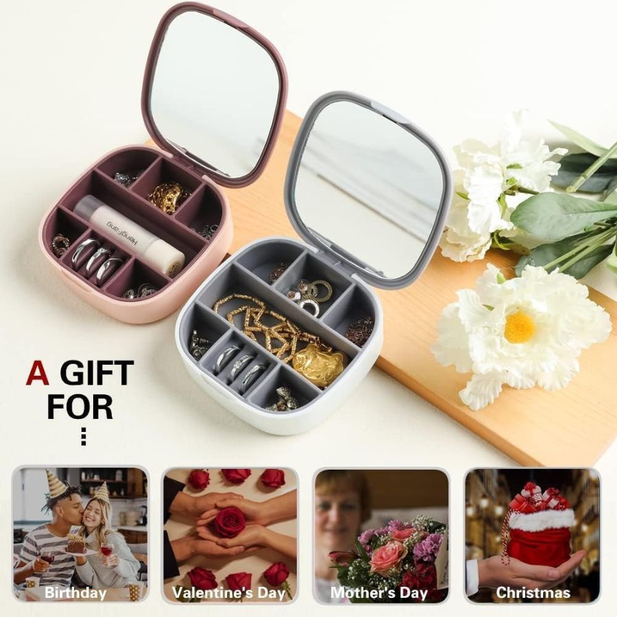 Travel Jewelry Box with Mirror