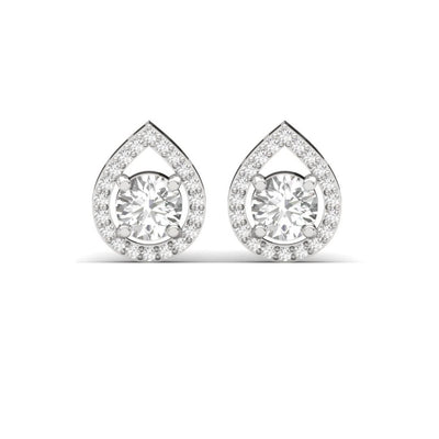 Teardrop Halo Sterling Silver Earrings for Her