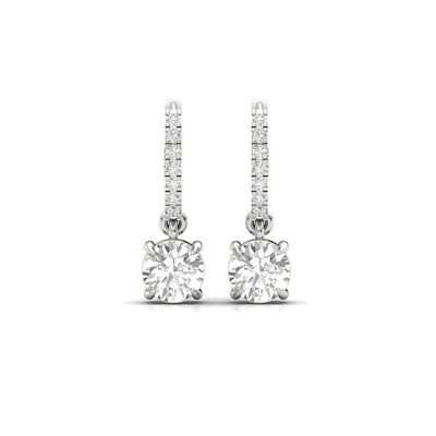 Solitaire Dangling Hoop Sterling Silver Earrings for Her