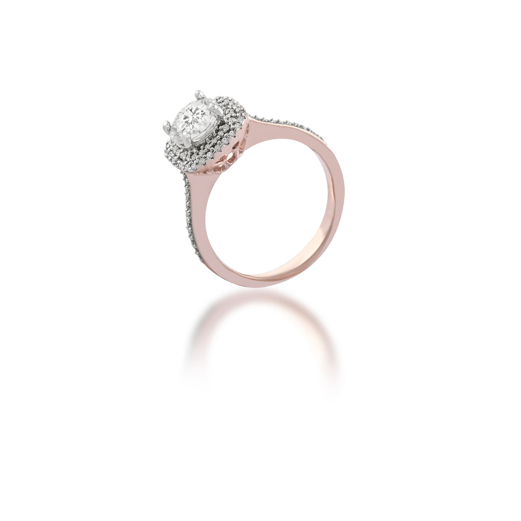 Rose gold Solitaire ring - Zevar amaze