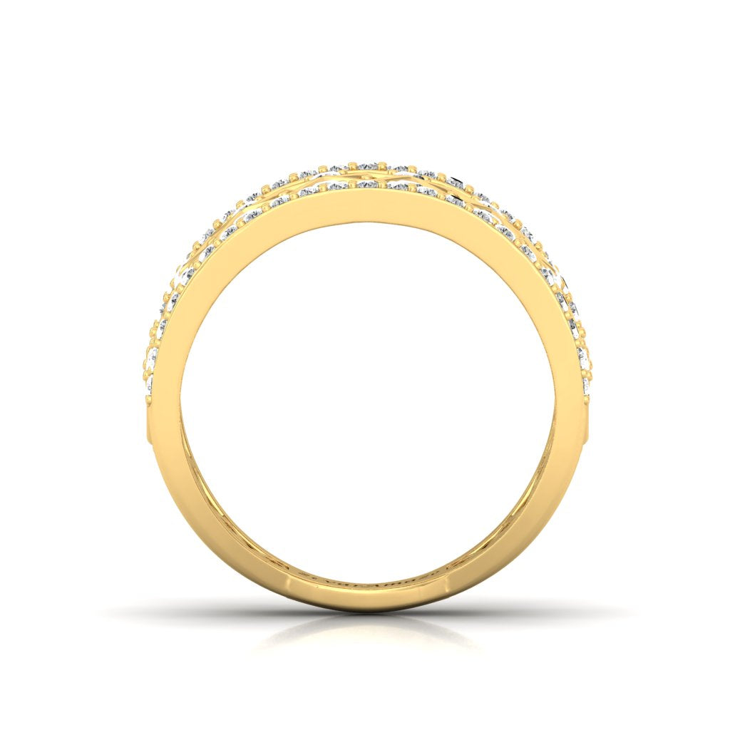 Yellow Gold Silver RIng for Women - SIde View