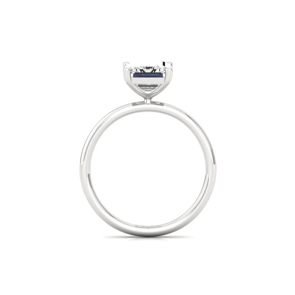 Emerald Moissanite Solitaire Diamond Silver Ring