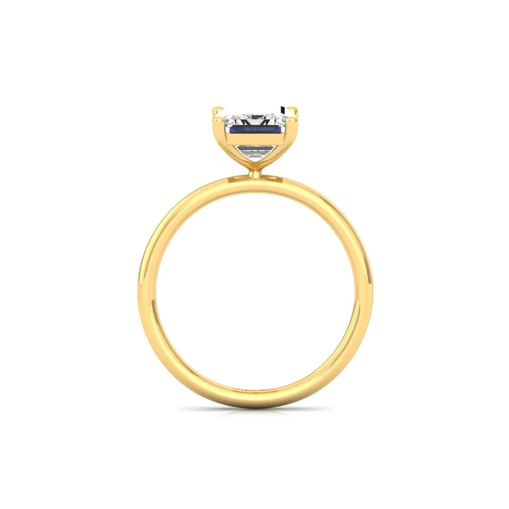 Emerald Moissanite Solitaire Diamond Silver Ring