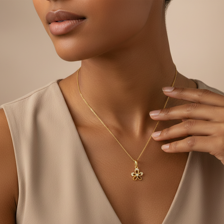 Gold Petal Floral Pendant