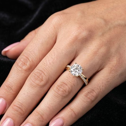 Kiara 2ct Round Moissanite wearing Solitaire Diamond Ring for her