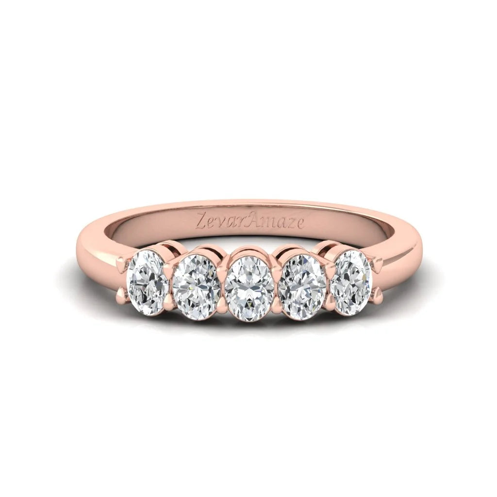 Moissanite Oval Diamond Sterling Silver Band