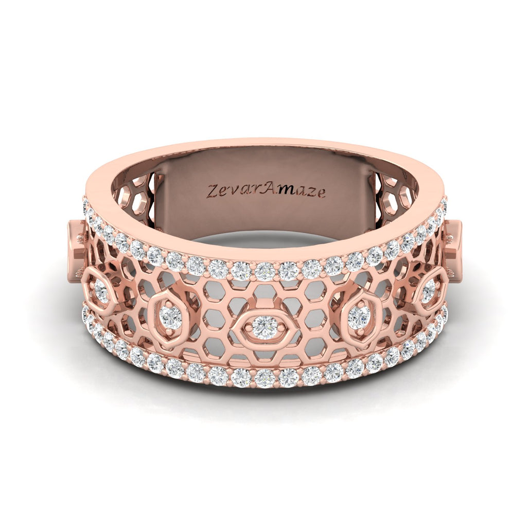 Sunflower Bloom Silver Band Ring for Her - rose Gold