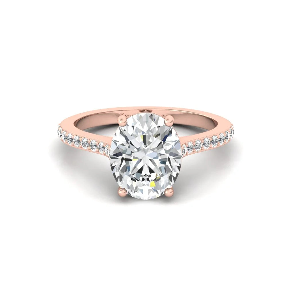 Moissanite Oval Diamond Solitaire Silver Ring