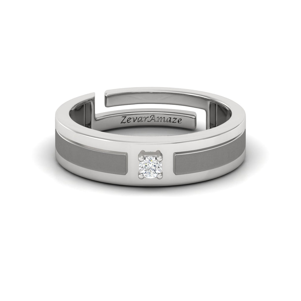 Zevar Amaze Silver Ring for Him - White