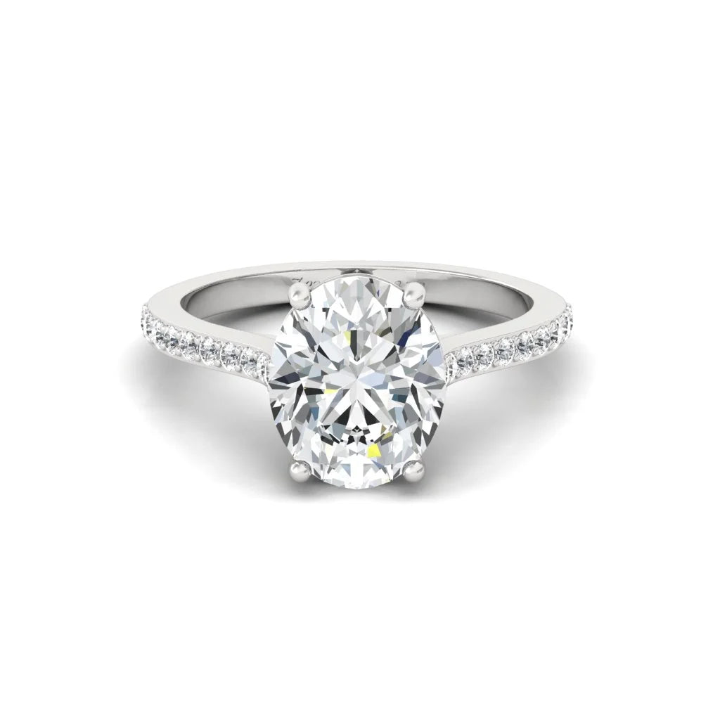 Moissanite Oval Diamond Solitaire Silver Ring