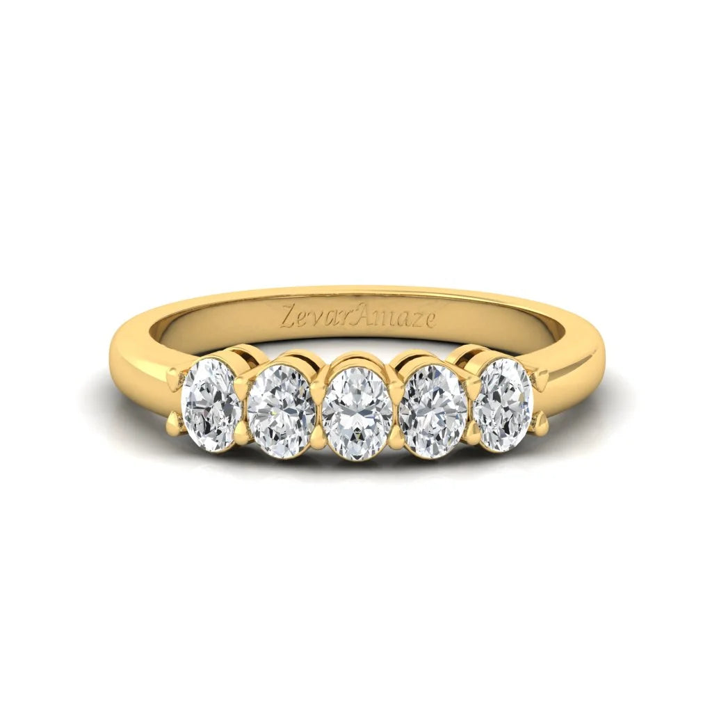 Moissanite Oval Diamond Sterling Silver Band