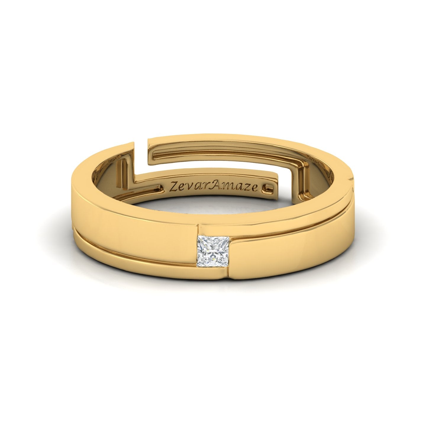 Zevar Amaze Silver Ring for Him - Yellow