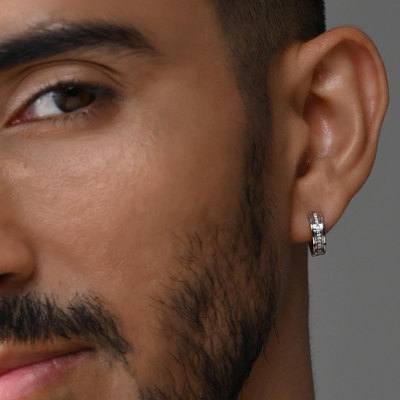 Theia Silver Hoop Earrings For Men (1 PC ONLY)