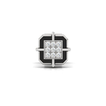 Load image into Gallery viewer, Square SIlver  earring for men front angle