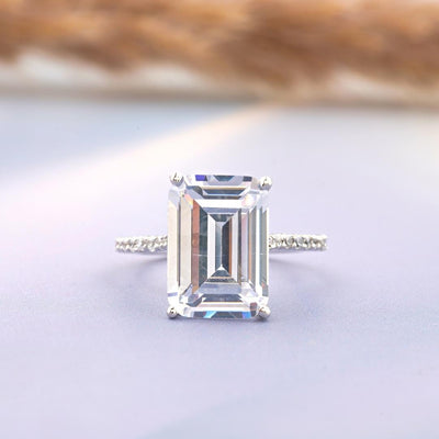 Moissanite Classic Silver CZ Solitaire Ring