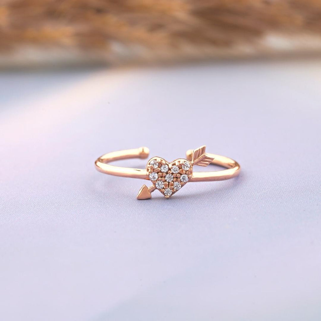 Rose Gold Heart and Arrow Ring