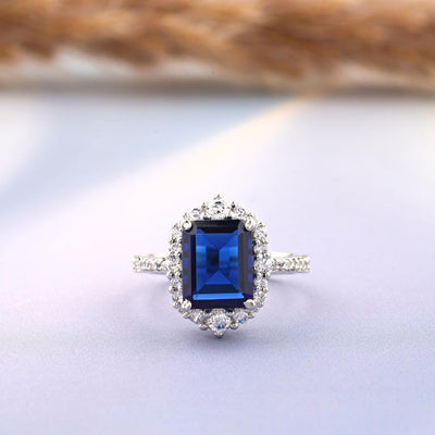 Silver Blue Sapphire Solitaire Ring