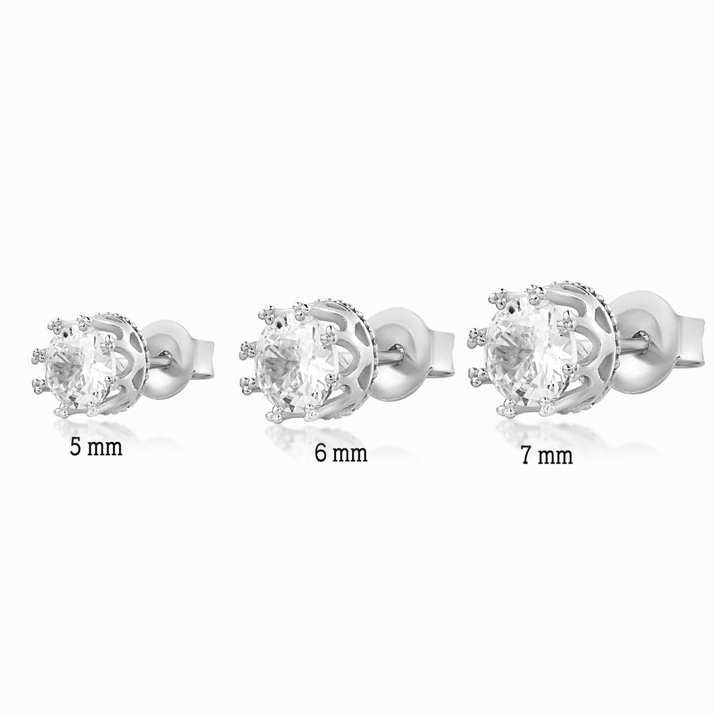 Round Crown Silver Stud for Men (1 PC ONLY)