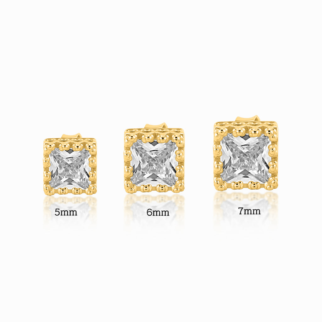 Square Crown Silver Stud for Men 3 variant yellow