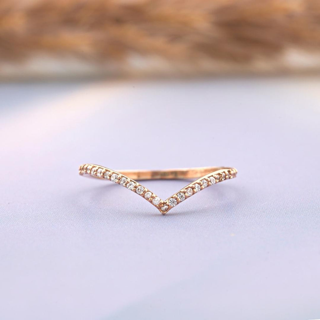 Rose Gold Wishbone CZ Ring