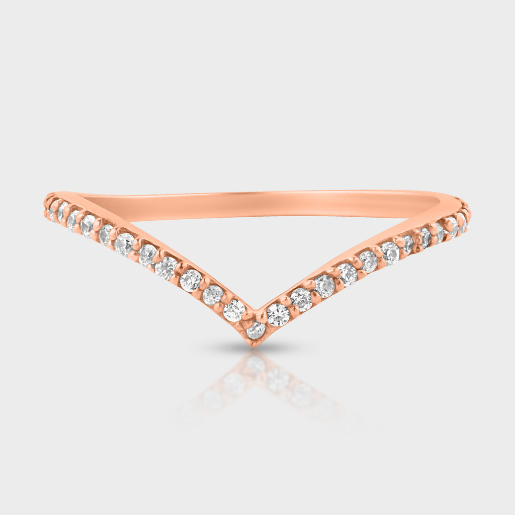 Rose Gold Wishbone CZ Ring