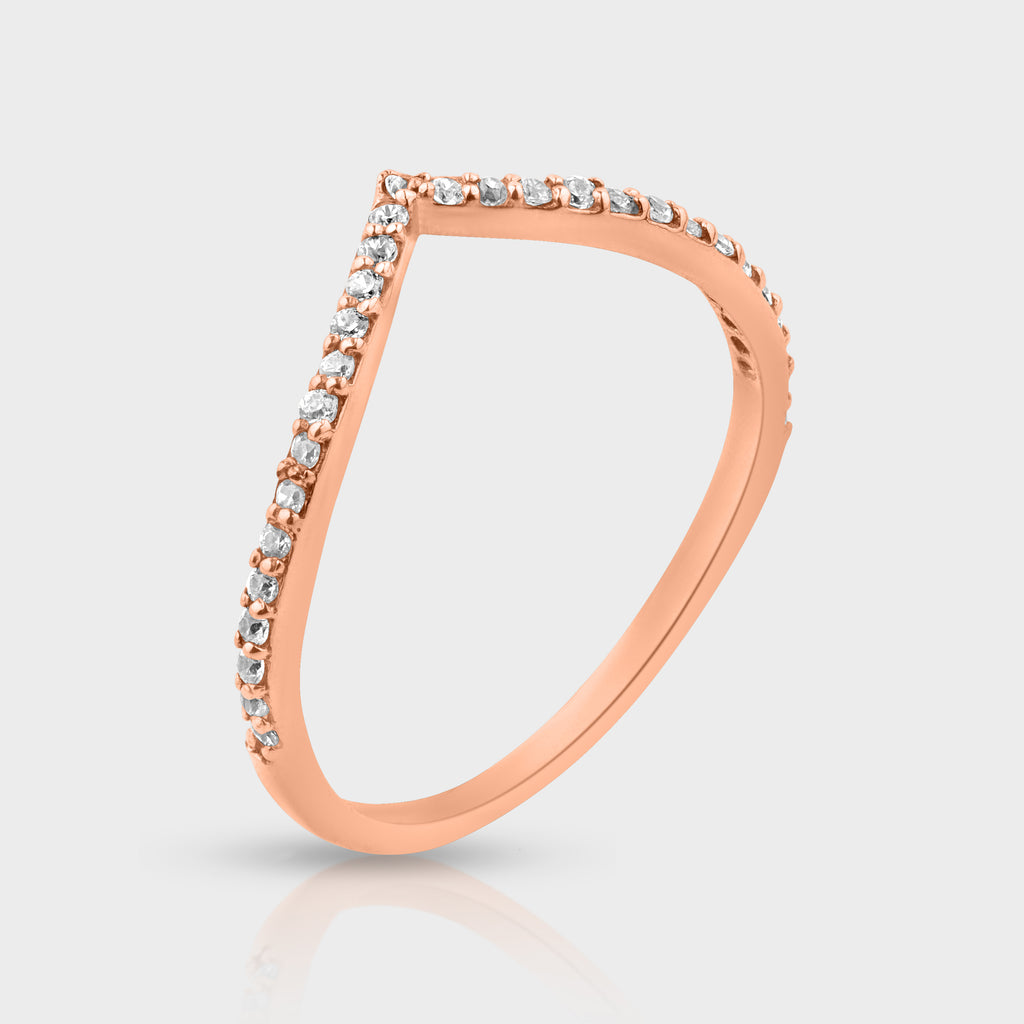 Rose Gold Wishbone CZ Ring
