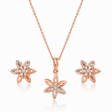 Load image into Gallery viewer, Floral Rose Gold Pendant Set