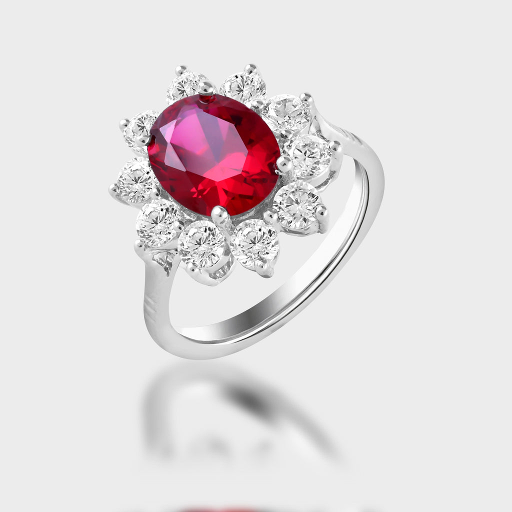 Red Ruby Silver Ring