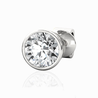Classic Round Bezel Silver Stud For Men-white
