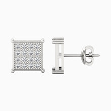 Load image into Gallery viewer, 16 Square Diamond Silver Stud for Men - Silver