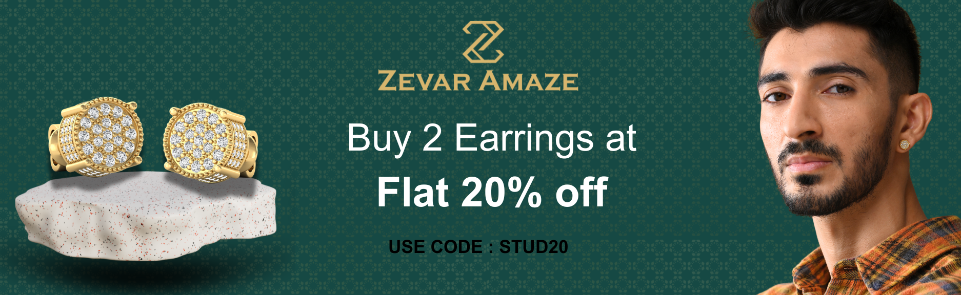Buy Men Earrings and Men Silver Stud online Zevar Amaze