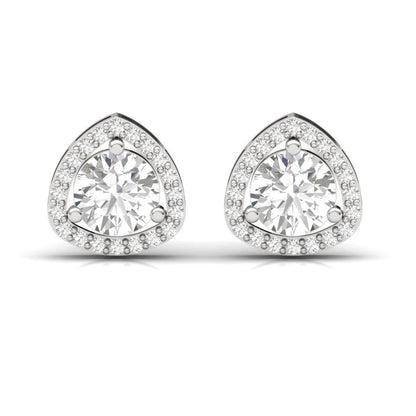 Trilliant Halo Sterling Silver Earrings for Her