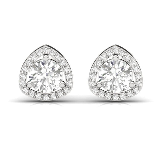 Trilliant Halo Sterling Silver Earrings for Her
