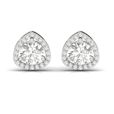 Trilliant Halo Sterling Silver Earrings for Her