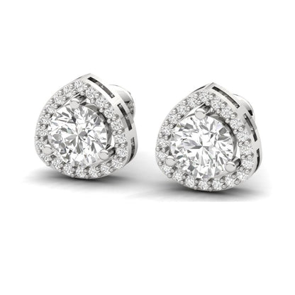 Trilliant Halo Sterling Silver Earrings for Her