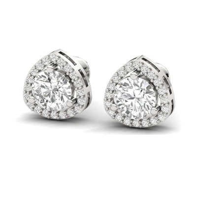 Trilliant Halo Sterling Silver Earrings for Her