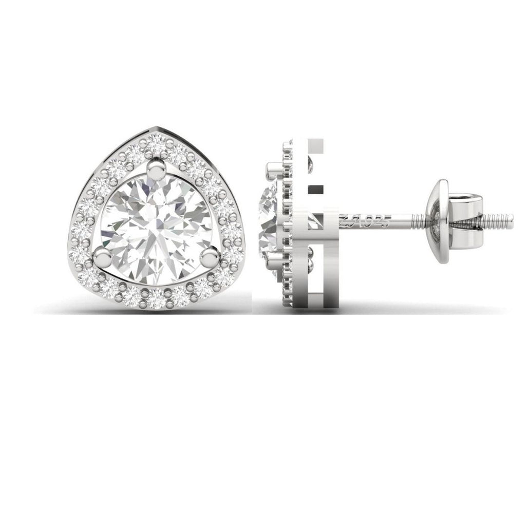 Trilliant Halo Sterling Silver Earrings for Her