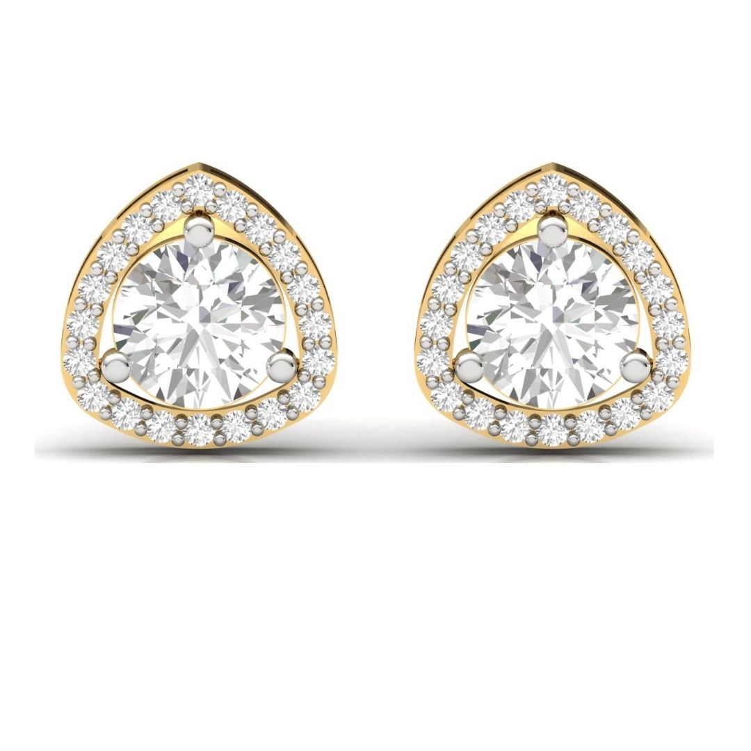 Trilliant Halo Sterling Silver Earrings for Her