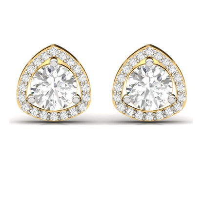 Trilliant Halo Sterling Silver Earrings for Her